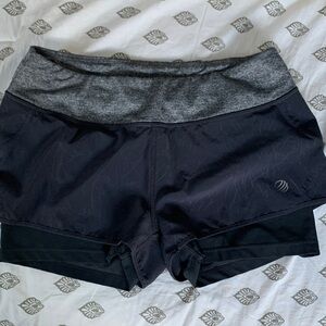 Women's Black and Charcoal Gray Athletic Shorts